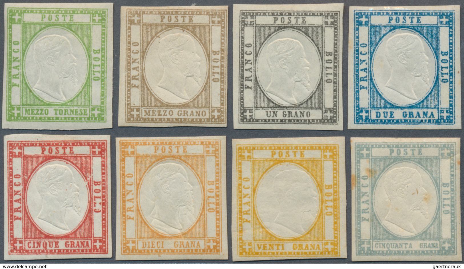 Italien: 1861, Neapolitan Province, ½t. To 50gr., Complete Set Of Eight Values, Bright Colours, Clos - Mint/hinged