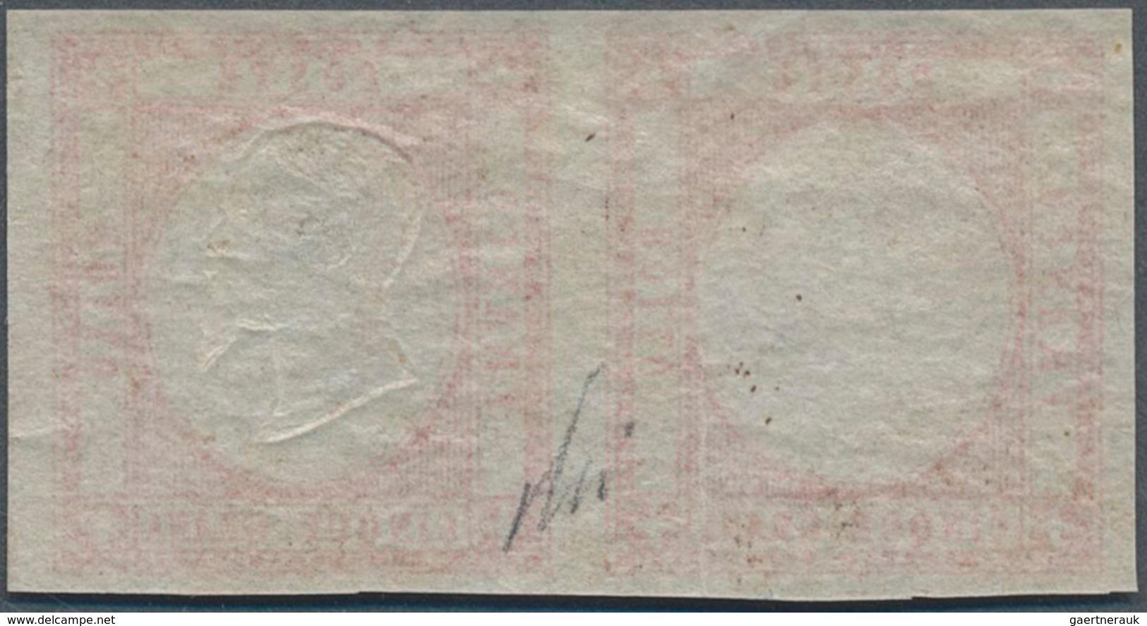 Italien: 1861, Neapolitan Province, 5gr. Rose Carmine, Horizontal Pair, Fresh Colour And Good Margin - Neufs