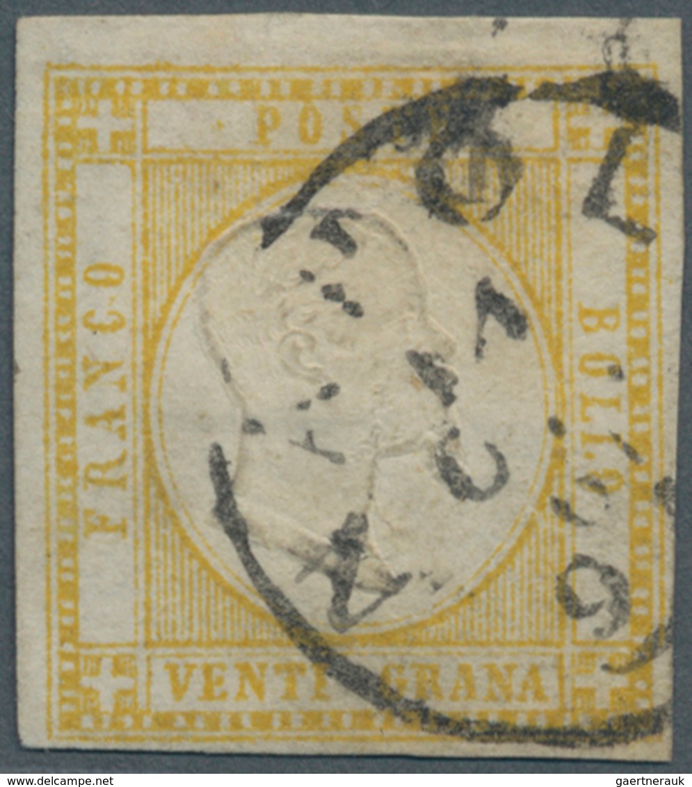 Italien: 1861, 20 Grana Yellow Cancelled With Circle Stamp Napoli, Full To Wide Margins And Fresh Co - Neufs