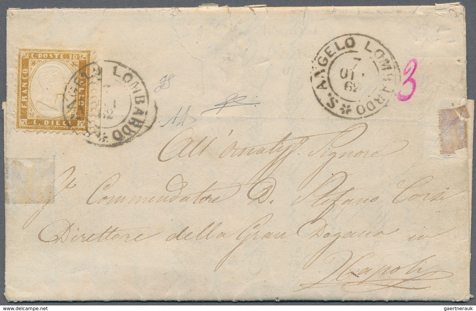 Italien: 1862, Viktor Emanuel 10 C Brown-yellow (bistro Giallastro) On Cover Sent From "ST.ANGELO LO - Ungebraucht