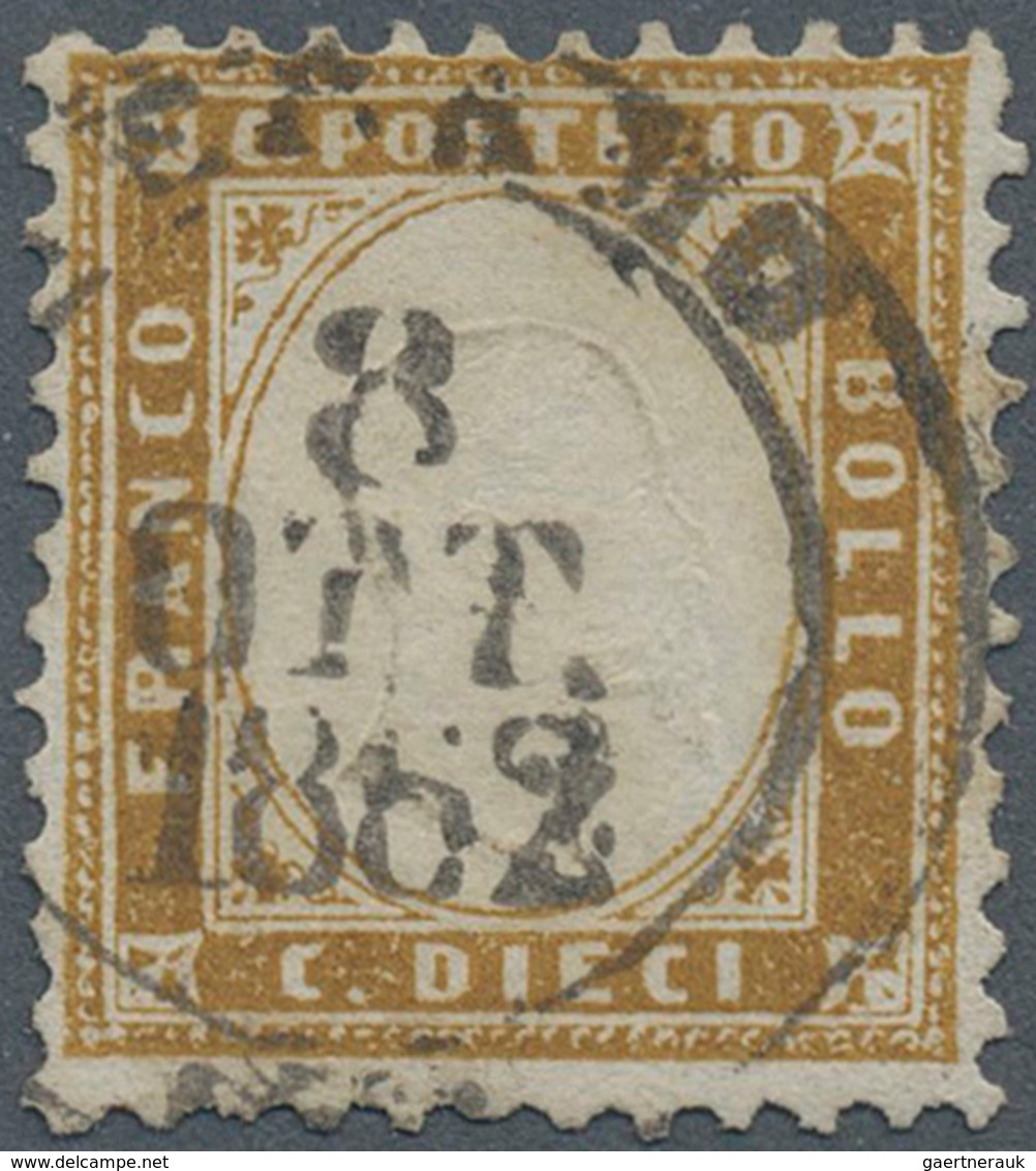 Italien: 1862, 10c. Bistre, Fresh Colour, Well Perforated, Neatly Cancelled "TERAMO 8 OTT 1862", Sig - Mint/hinged