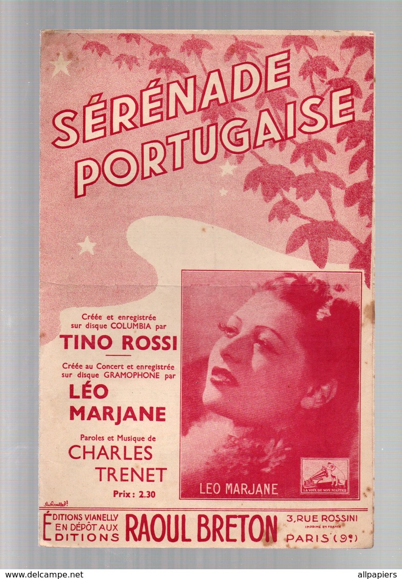 Partition Sérénade Portugaise Créée Et Enregistrée Par Tino Rossi - Paroles Et Musique De Charles Trenet En 1938 - Partitions Musicales Anciennes