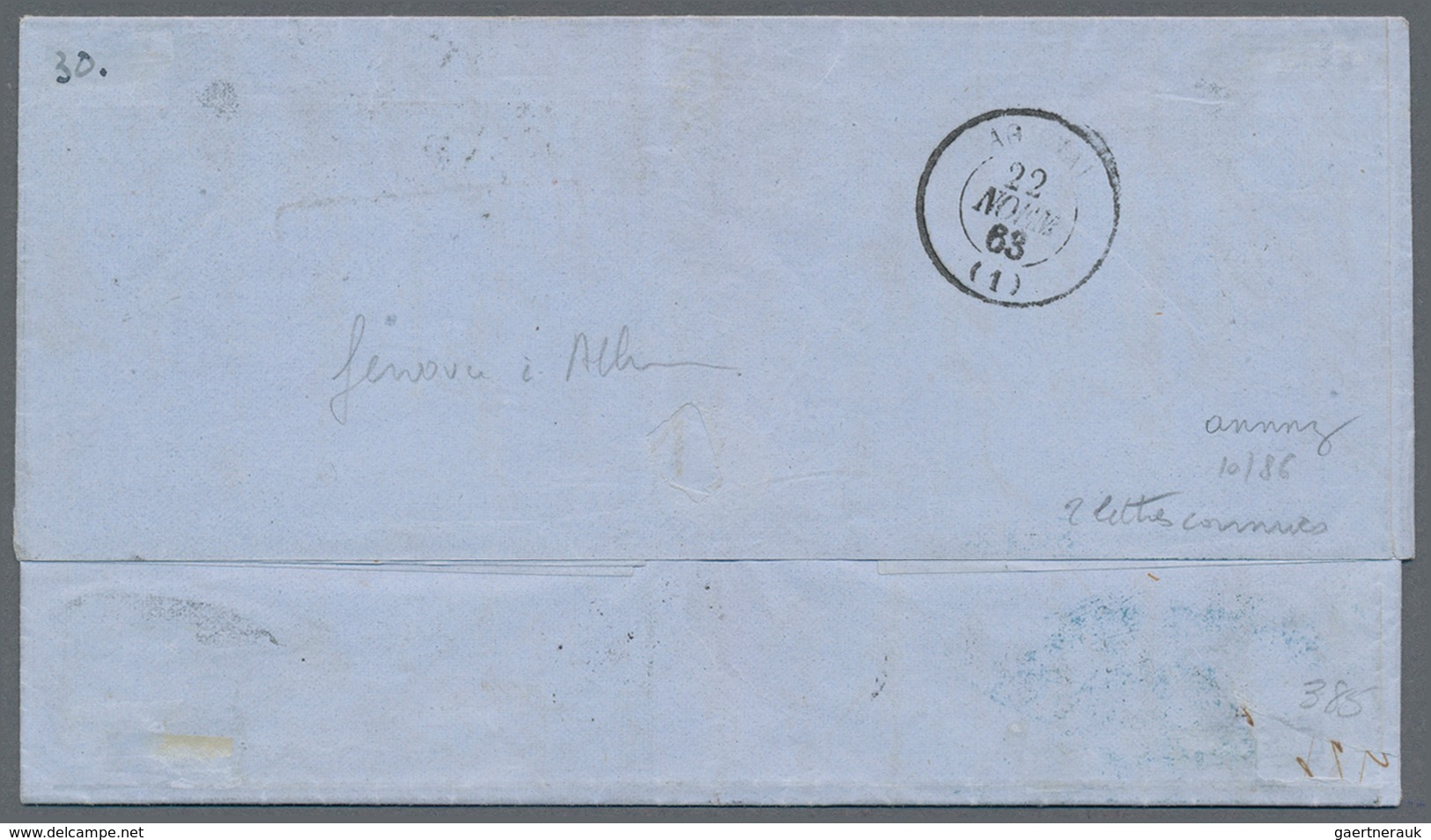 Italien: 1862, King Victor Emanuel II. 80c. Orange-yellow, Perf 11½x12, Used On Entire Letter From G - Neufs