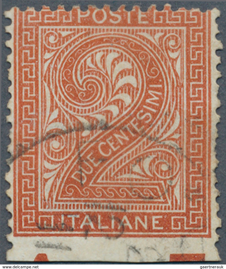 Italien: 1863, 2 Cent. DLR, Turin Printing, Unperforated At The Bottom. Cert. Alberto Diena. - Mint/hinged