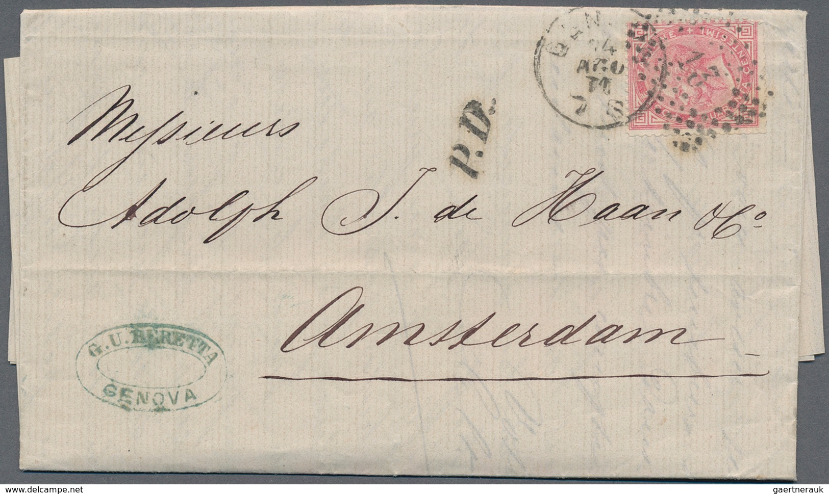 Italien: 1863 Issue, 40c Carmine (with The Usual Slightly Uneven Perforations) Tied By "13" Numeral - Ungebraucht