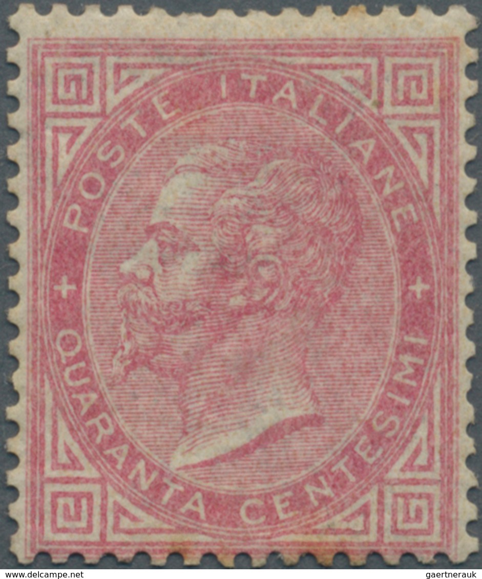 Italien: 1863, 40c. Carmine, LONDON PRINTING, Fresh Colour, Regular Centered, Normally Perforated Wi - Neufs