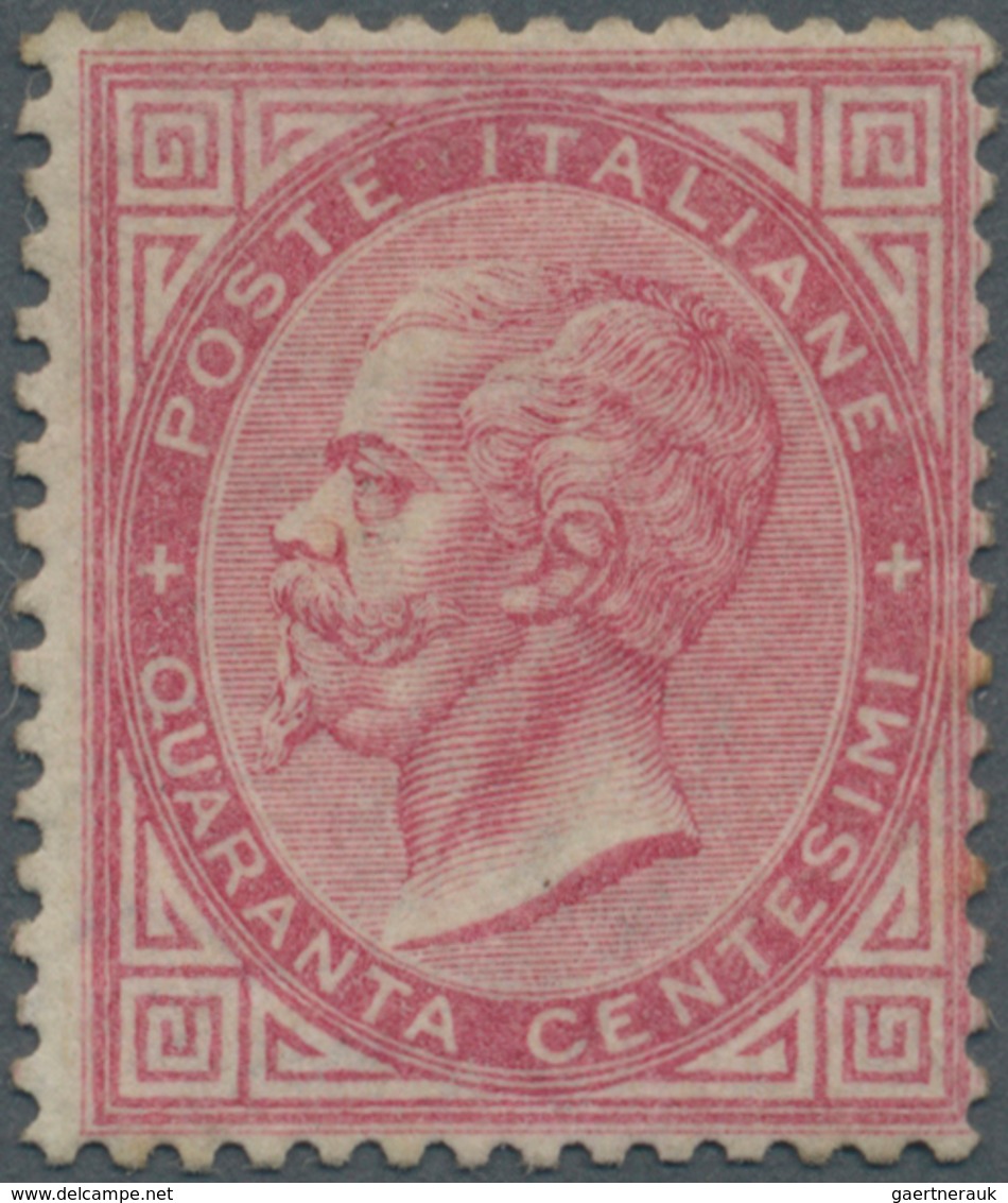 Italien: 1866, 40c. Carmine, Turin Printing, Fresh Colour, VERY WELL CENTERED, Well Perforated, Mint - Mint/hinged