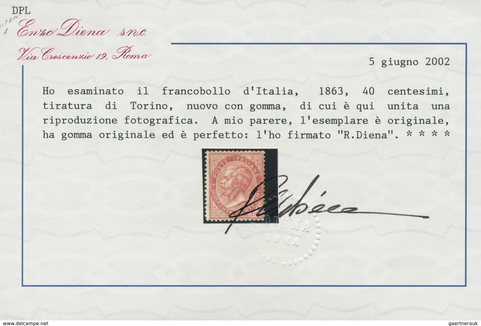 Italien: 1866, 40c. Carmine, Turin Printing, Fresh Colour, VERY WELL CENTERED, Well Perforated, Mint - Mint/hinged