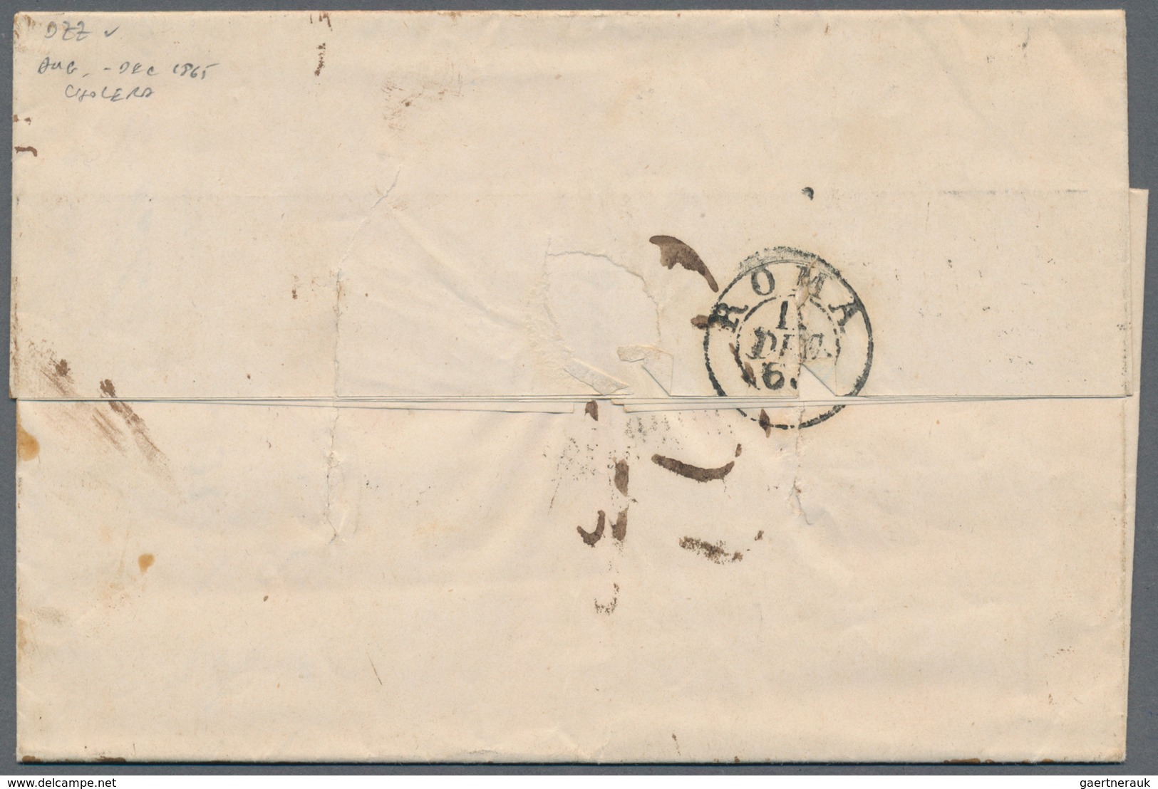 Italien: "FOLIGNO 9 DIC 1865" Cds On Entire Letter Franked 20c Send To Roma, Stato Pontificio With „ - Mint/hinged