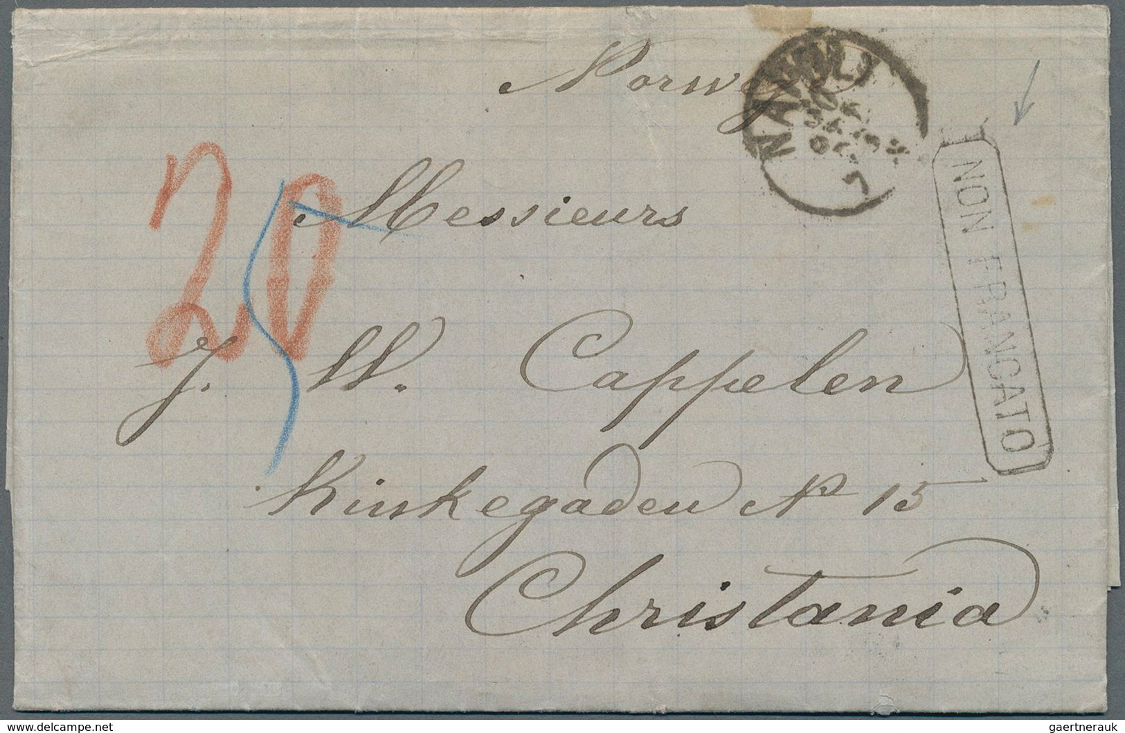 Italien: 1873, "NON FRANCATO" Boxed And Cds "NAPOLI 30 OTT 73" On Stampless Entire-envelope With M/s - Mint/hinged