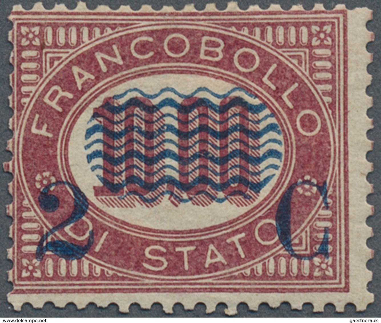 Italien: 1878, "2 C" On 10l. Deep Lilac-red, Mounted Mint With Large Part Original Gum, Fine. G. Col - Mint/hinged