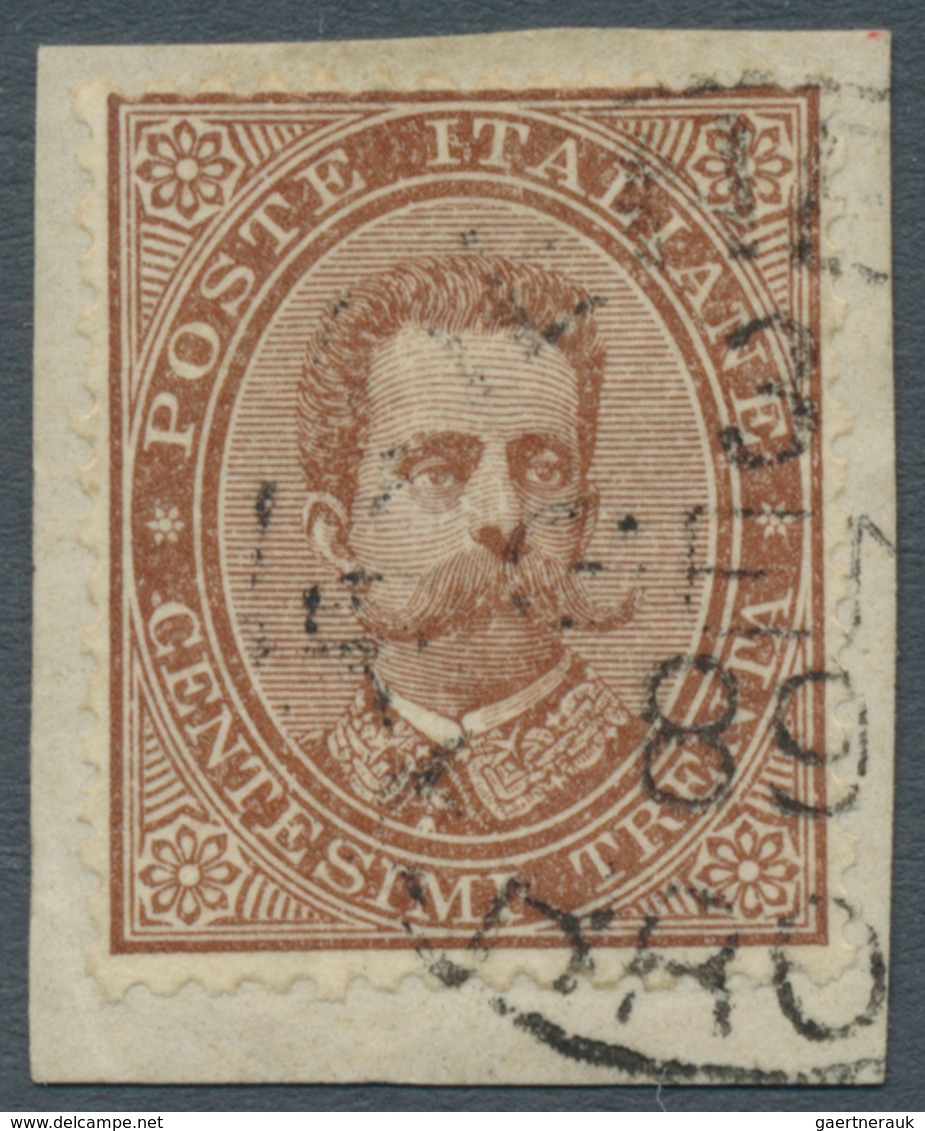 Italien: 1879, King Umberto I. 30 C. Brown Tied By Cds. "VENZIA 3 GEN.89" To Pieces, Fine, Certifica - Mint/hinged