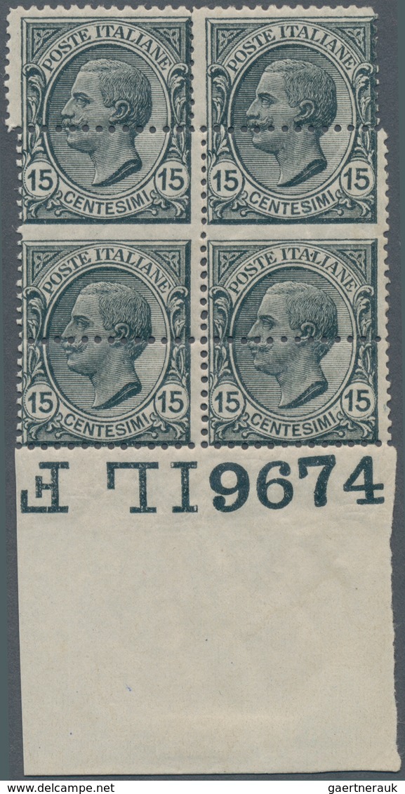 Italien: 1917/1920: 15 C. Grey, Mnh, Block Of Four With Additional Horizontal Perforation At The Mid - Mint/hinged