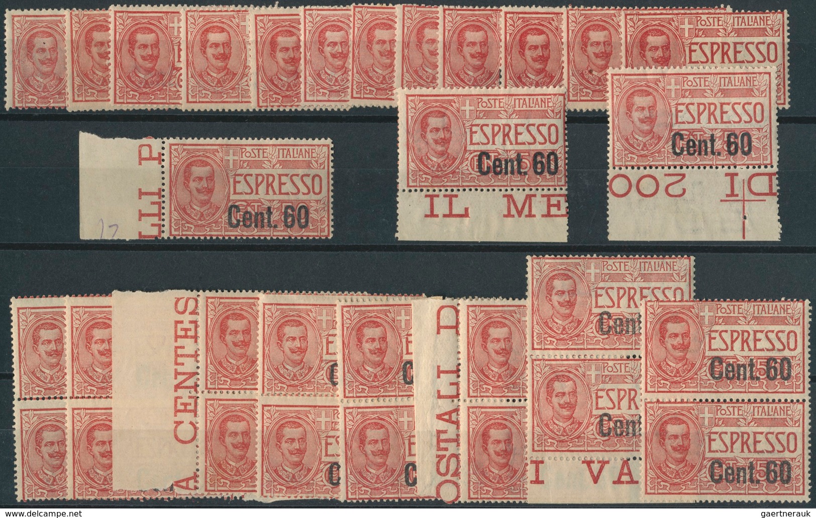Italien: 1922, Express Stamp 60c. On 50c. Red, 31 U/m Copies. Sass. E6, 5.425,- €. - Mint/hinged