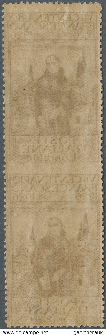 Italien: 1926, 700th Death Anniversary Of St.Francis, 5l. +2.50l. Vertical Pair Showing Variety "imp - Mint/hinged