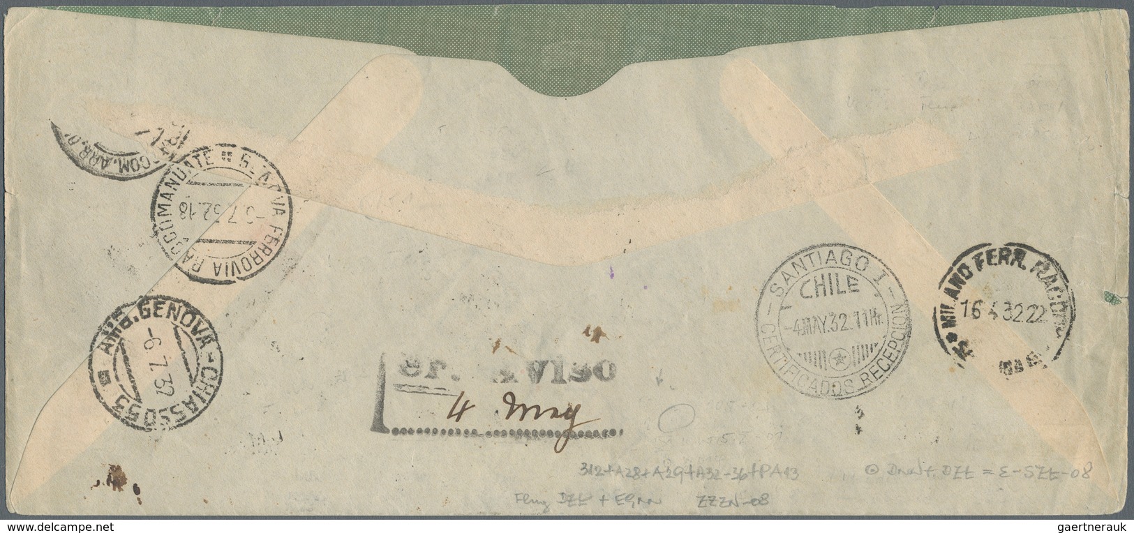 Italien: 1932; Luftschiff "Graf Zeppelin", 3. SÜDAMERIKAFAHRT, Highly Franked Envelope From MILANO 1 - Mint/hinged