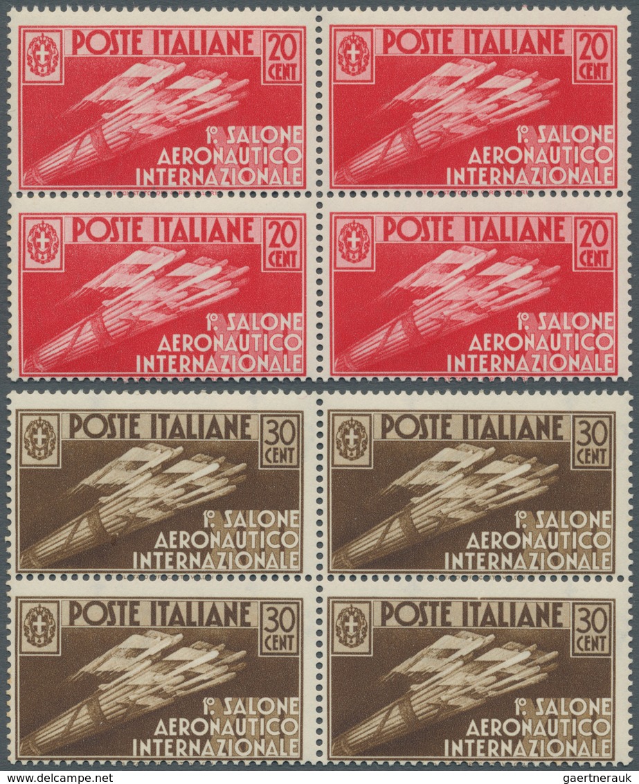 Italien: 1935, International Air Show Milan, 20c. To 1.25l., Complete Set Of Four Values As Blocks O - Mint/hinged