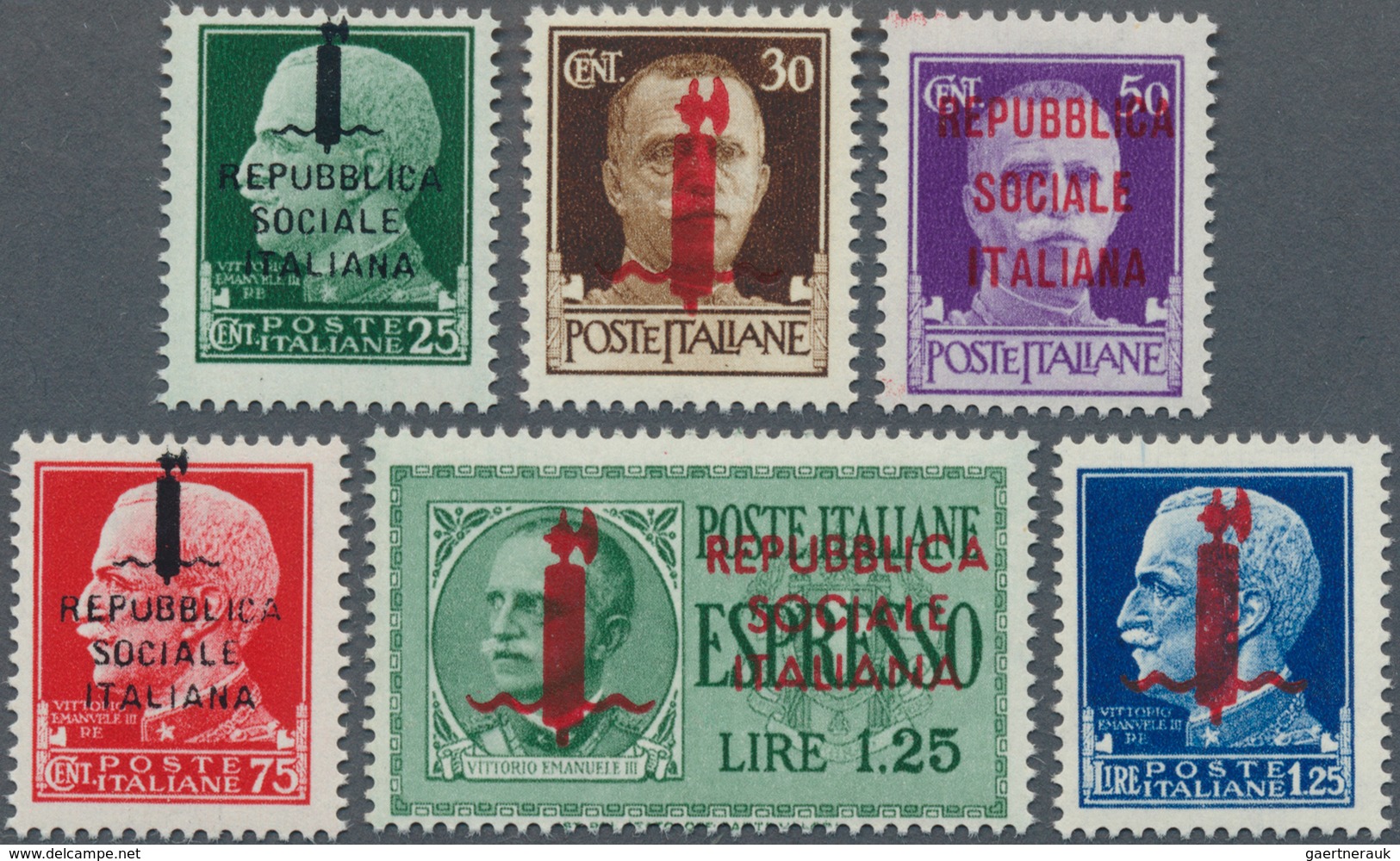 Italien: 1944, REPUBBLICA SOCIALE ITALIANA Complete Set Of Five Definitives And The 1.25l. Express S - Mint/hinged