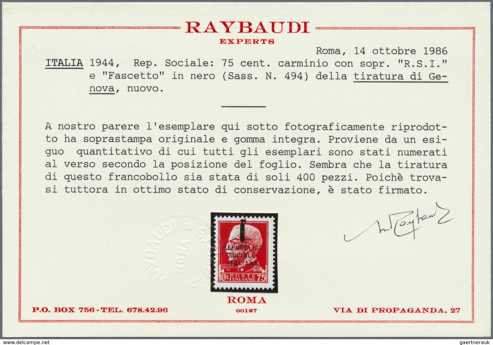 Italien: 1944, REPUBBLICA SOCIALE ITALIANA Complete Set Of Five Definitives And The 1.25l. Express S - Mint/hinged