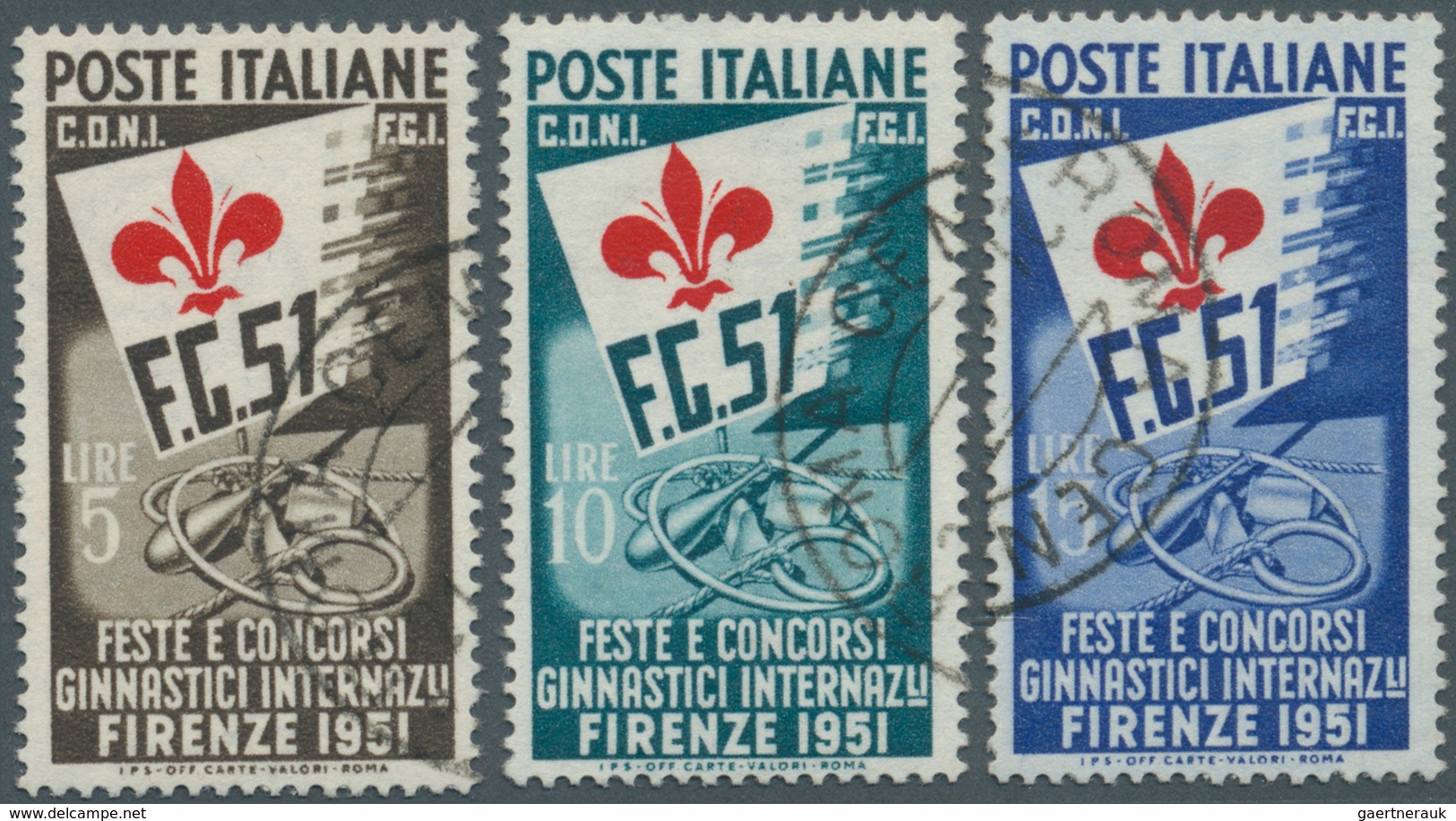 Italien: 1951, Gymnastic Competition, Complete Used Set, Sign. Raybaudi. In Used Condition The Rares - Neufs