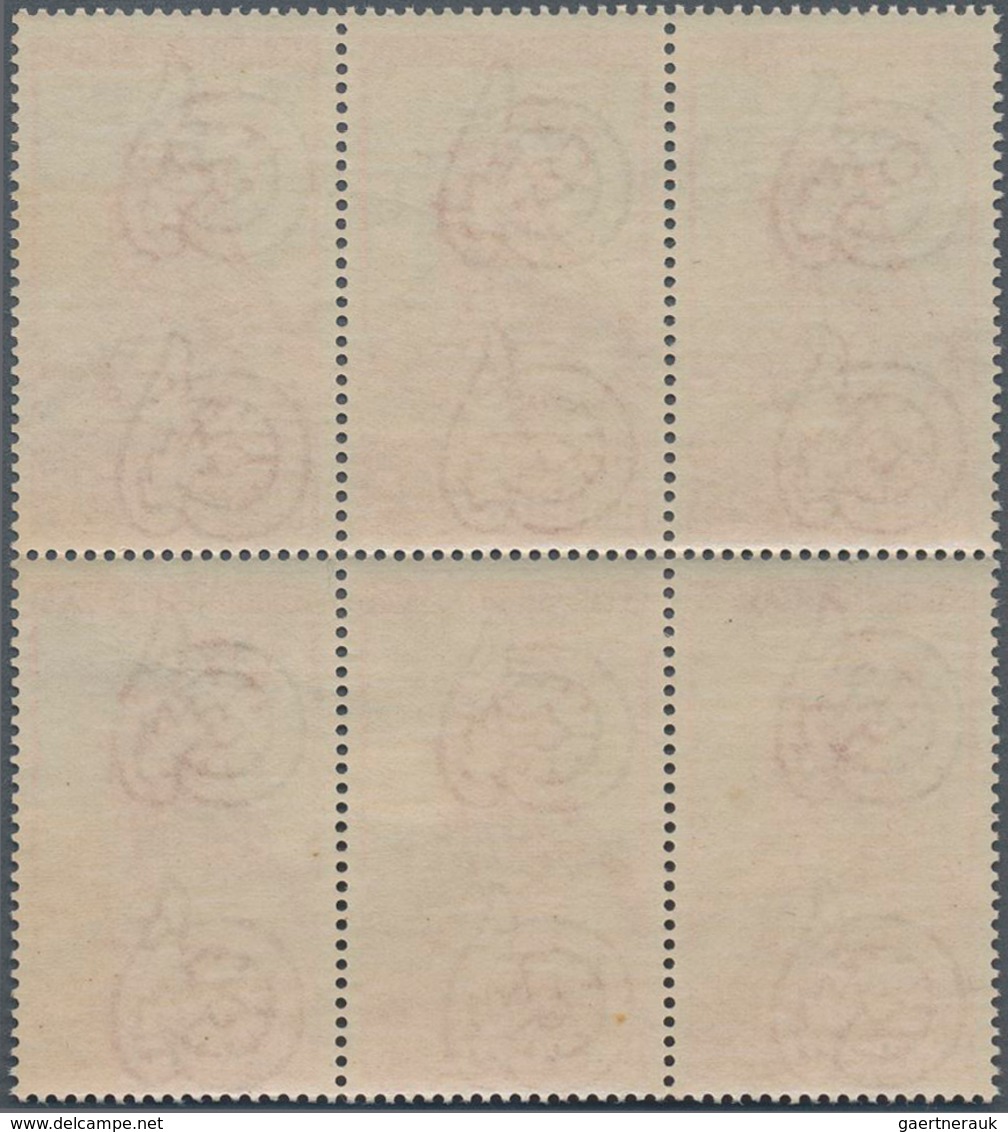 Italien: 1954, 25l. Red "Carlo Collodi/Pinocchio" Showing Variety "White Background", Block Of Six S - Mint/hinged