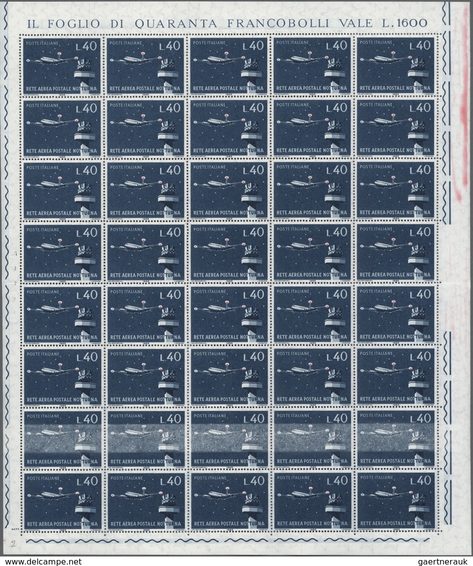 Italien: 1965, 40l. "Night Airmail Service", Complete (folded) Sheet Of 40 Stamps, 2nd Row From Bott - Mint/hinged