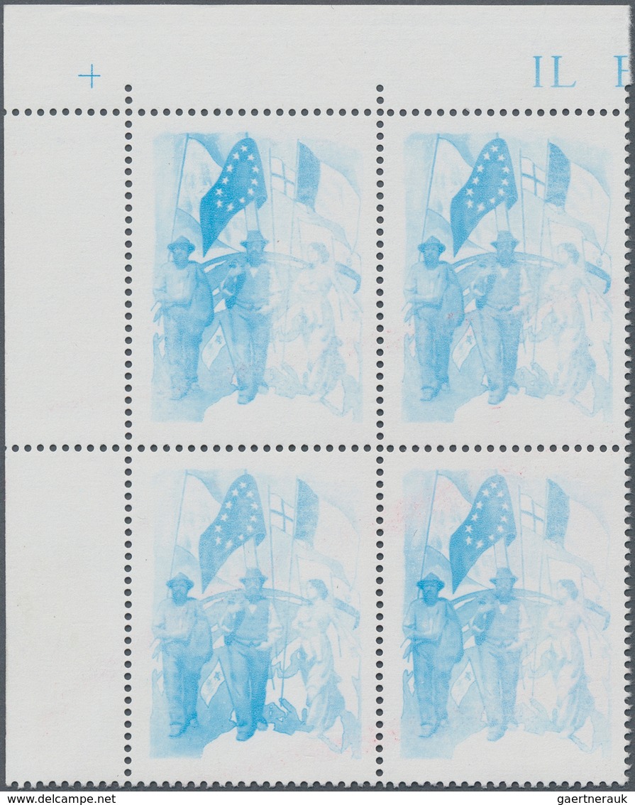 Italien: 1990, Centenary Of Labour Day, 600l. With Impression Of Blue Colour Only, Marginal Block Of - Mint/hinged