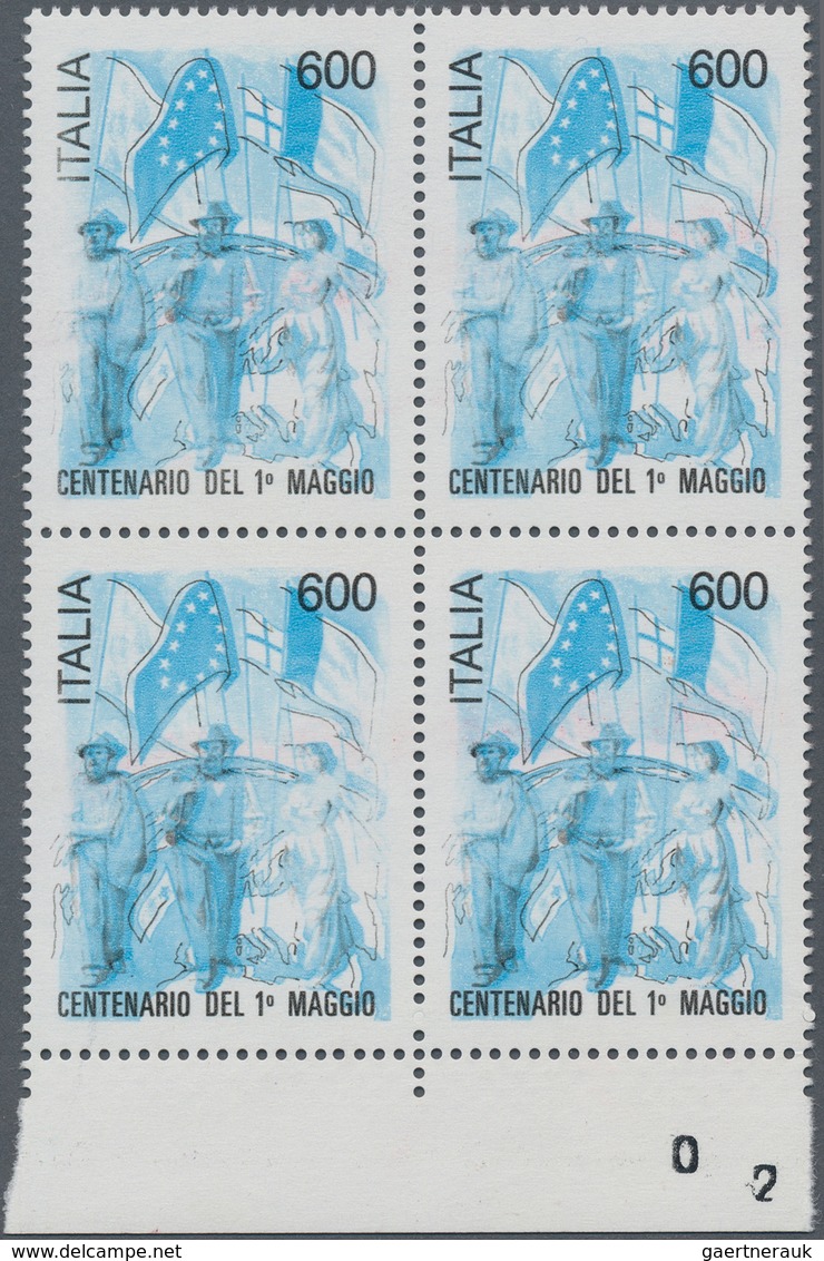 Italien: 1990, Centenary Of Labour Day, 600l. With Impression Of Black And Blue Colours Only, Bottom - Mint/hinged