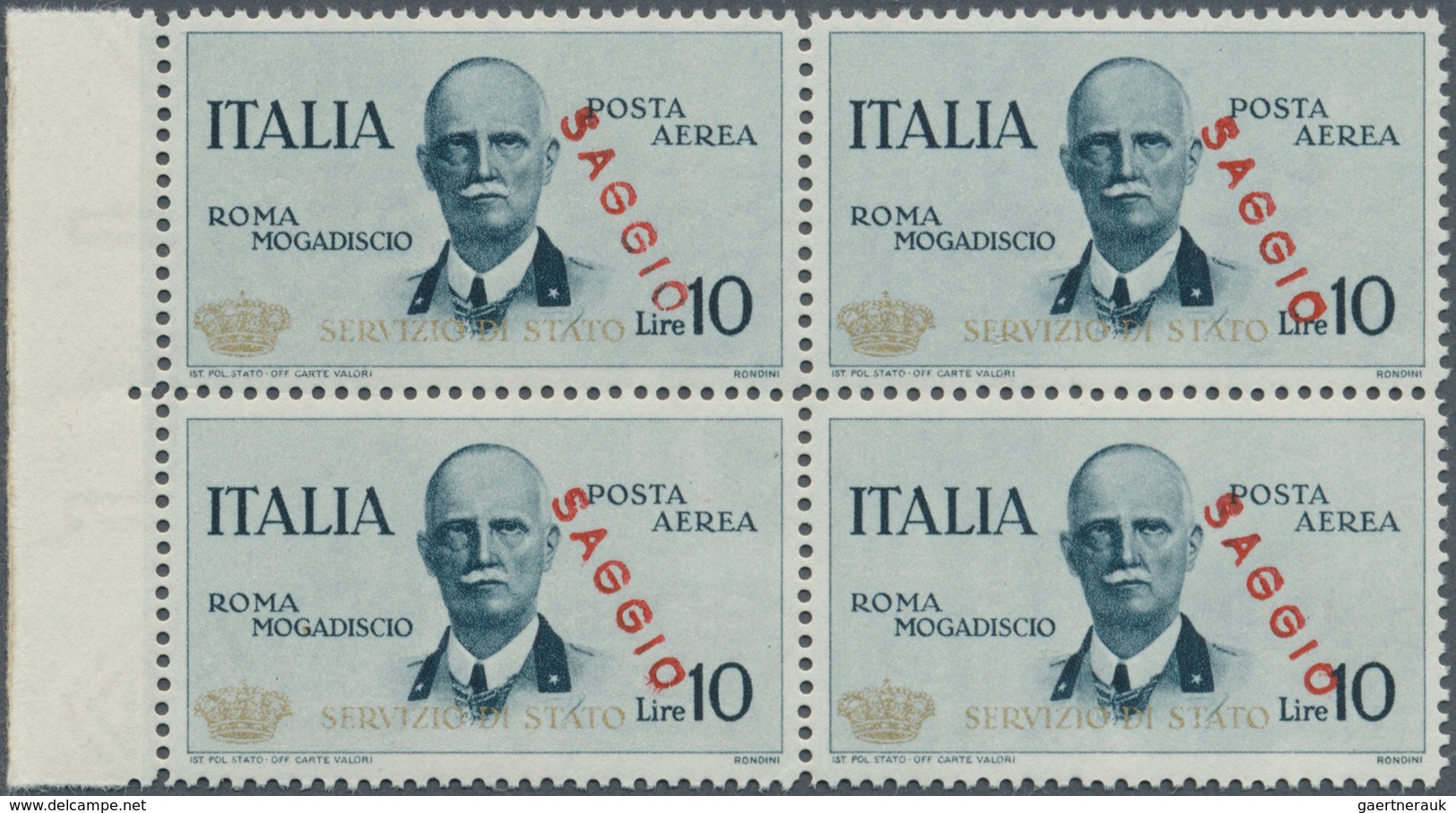 Italien - Dienstmarken: 1934; Official Stamp For The Flight Rome-Magadiscio In Block Of Four With Ov - Officials