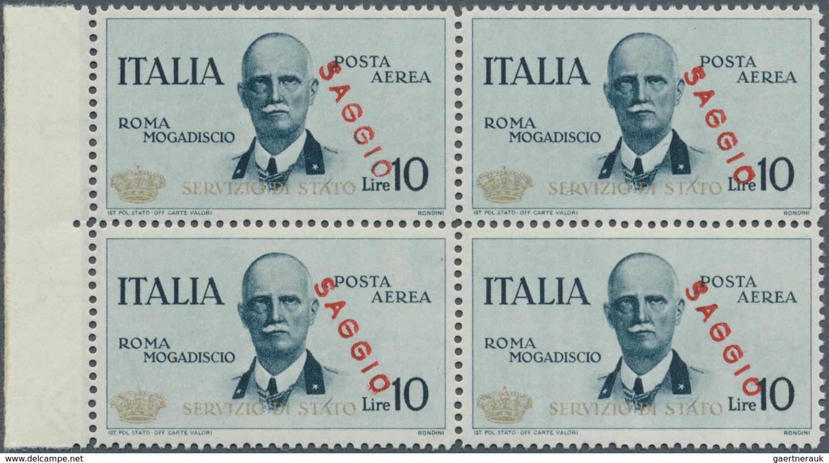 Italien - Dienstmarken: 1934; Official Stamp For The Flight Rome-Magadiscio In Block Of Four With Ov - Dienstmarken
