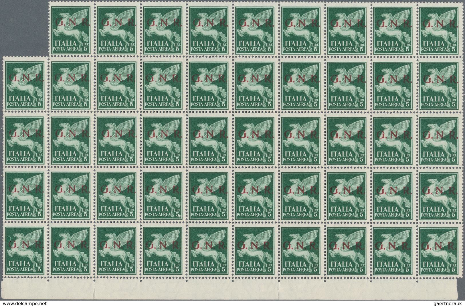 Italien - Militärpostmarken: Nationalgarde: 1943, Brescia Issue, Airmail Stamp 5l. Green, Bottom Mar - Autres & Non Classés