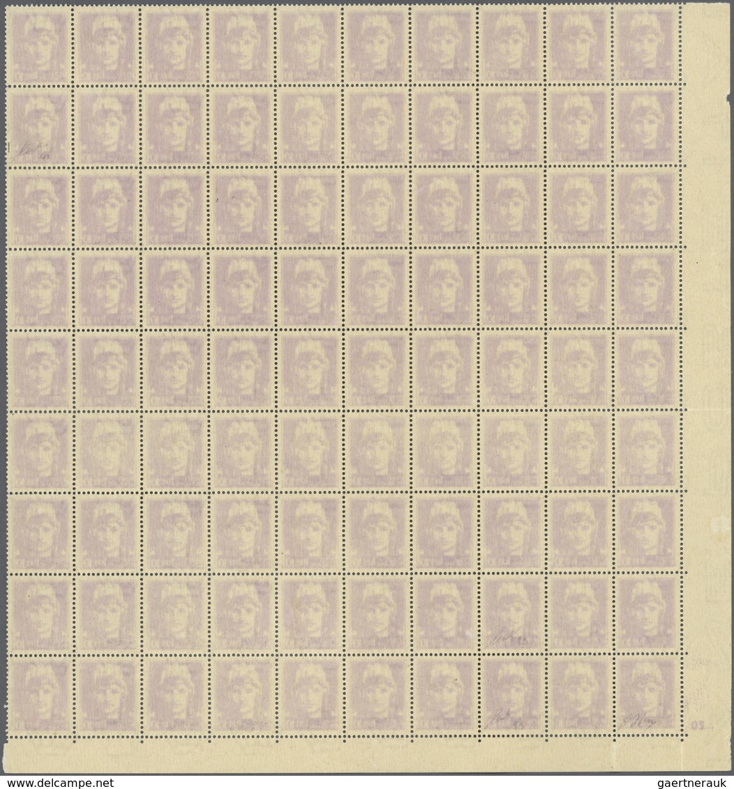 Italien - Militärpostmarken: Nationalgarde: 1944, Verona Issue, 10l. Violet, Pane Of 90 Stamps (fold - Sonstige & Ohne Zuordnung