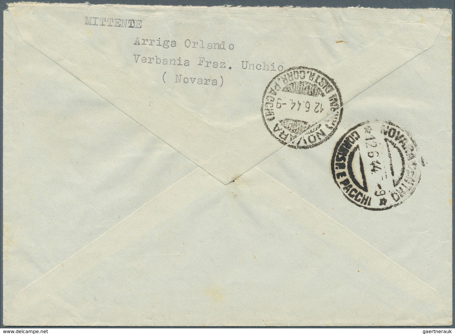 Italien - Paketmarken: 1944, 18.6. 2 Lire Unseparated Parcel Stamp Used As Ordinary Stamp On Registe - Colis-postaux