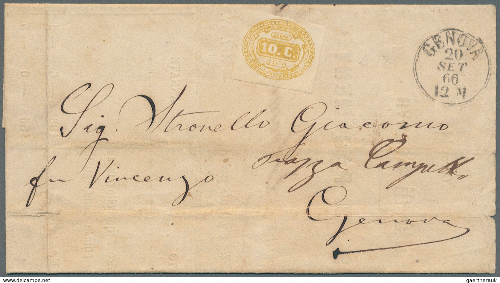 Italien - Portomarken: 1863/1868 five letters with non canceled porto stamps (clearly visible differ