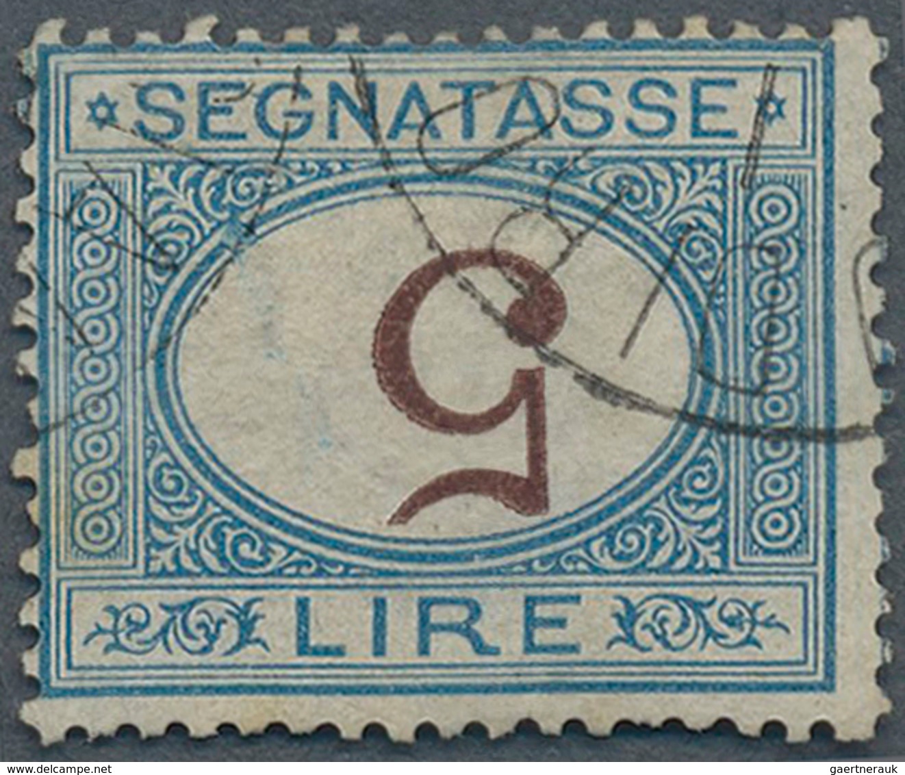 Italien - Portomarken: 1874, 5l. Blue/brown With Inverted Overprint, Fresh Colour, Well Perforated, - Postage Due