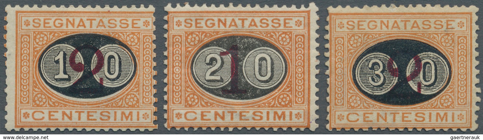 Italien - Portomarken: 1890/1891, Overprints, Three Values Complet Mint Original Gum With Hinge Remn - Taxe