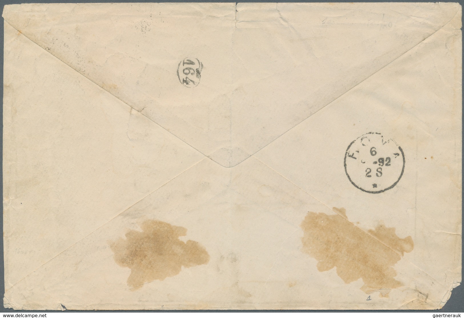 Italien - Portomarken: 1892, Large Cover To ROME Franked 5K Rose-carmine Of 1890 Definitives, Tied B - Postage Due