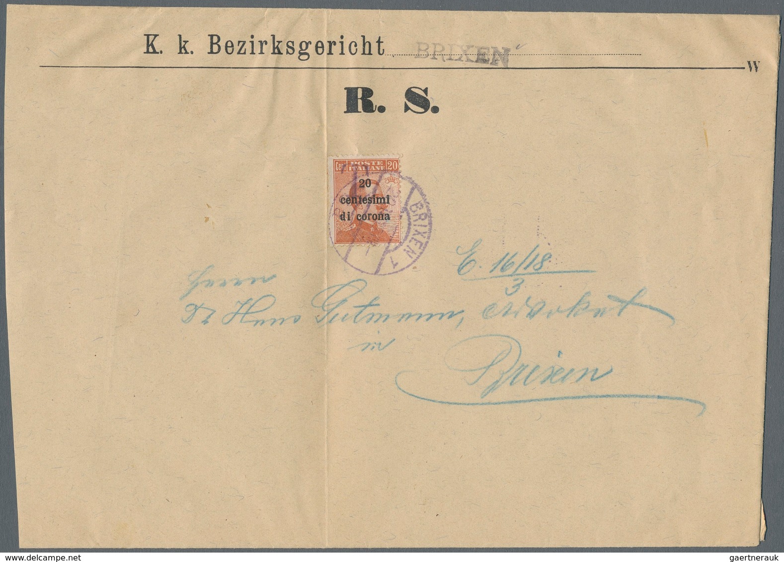 Italienische Besetzung 1918/23 - Gemeinschaftsausgabe - Portomarken: 1919, Brixen, Provisional Surch - Trentin & Trieste