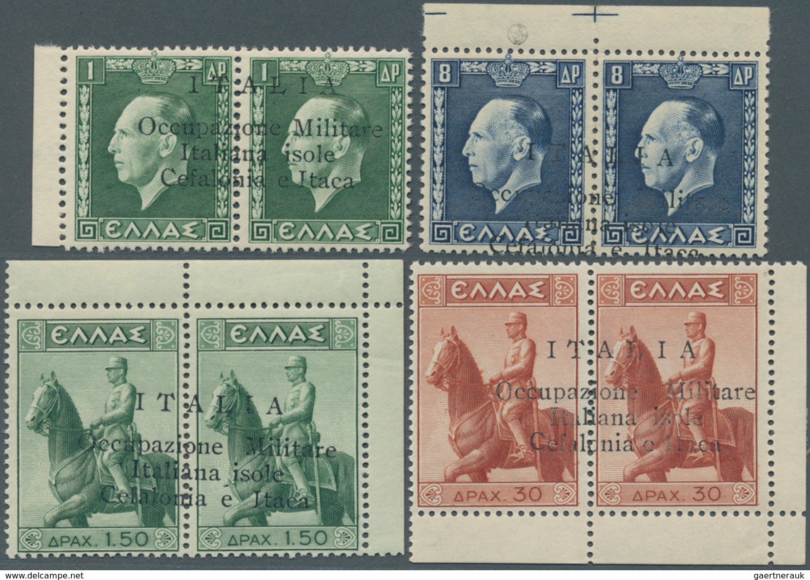 Italienische Besetzung 1941/43 - Griechenland: 1941. George II And Constantine Stamps Of Greece, Ove - Cefalonia & Itaca