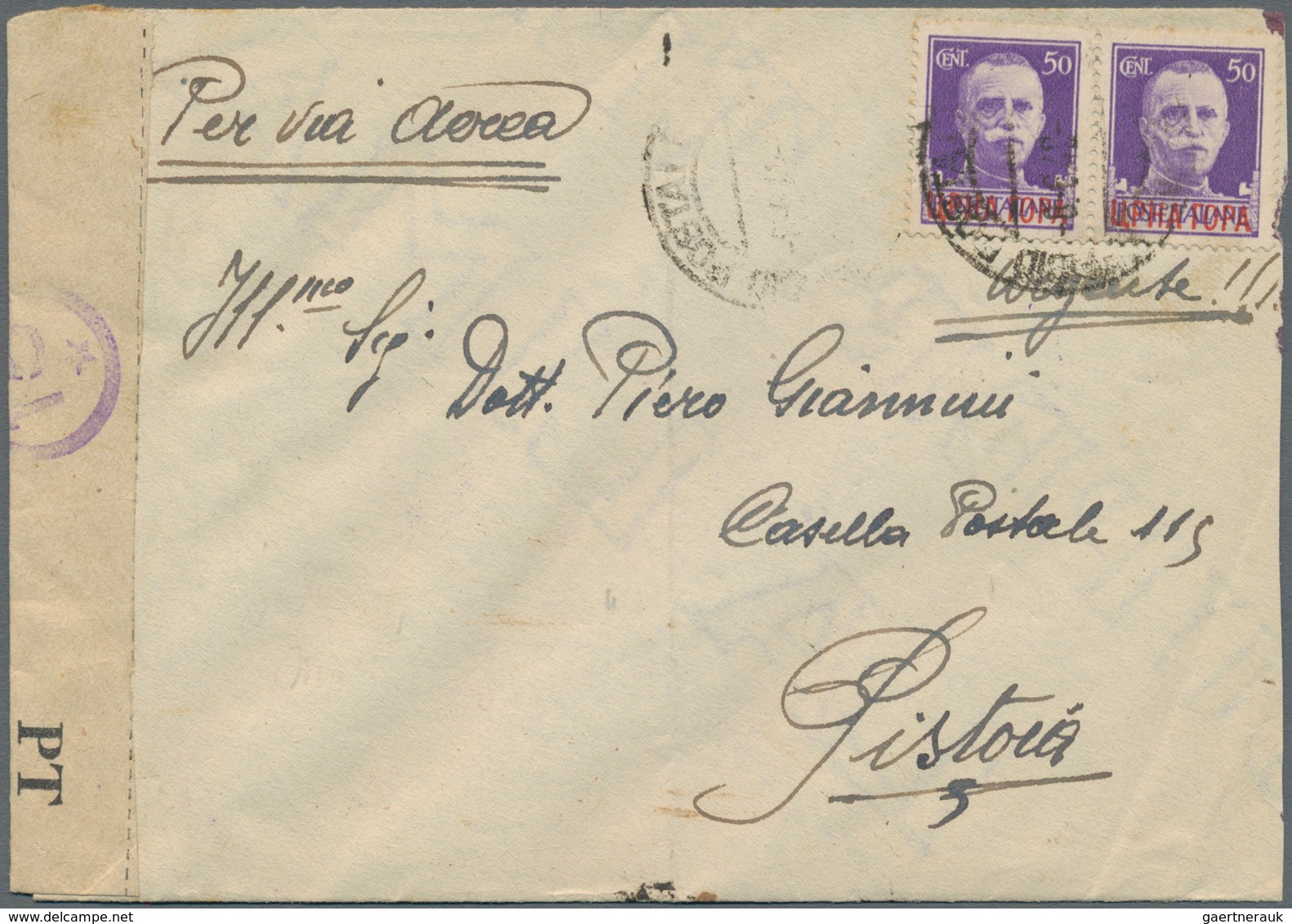 Italienische Besetzung 1941/43 - Montenegro: 1942, Field Post Letter Endoresed "Per Via Aera", Writt - Montenegro