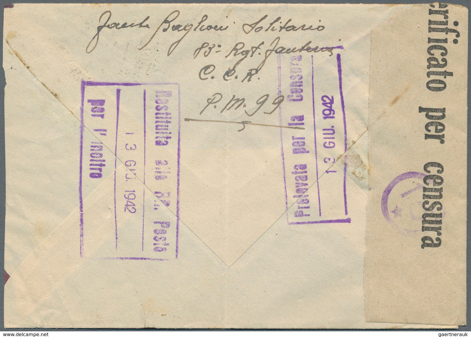 Italienische Besetzung 1941/43 - Montenegro: 1942, Field Post Letter Endoresed "Per Via Aera", Writt - Montenegro