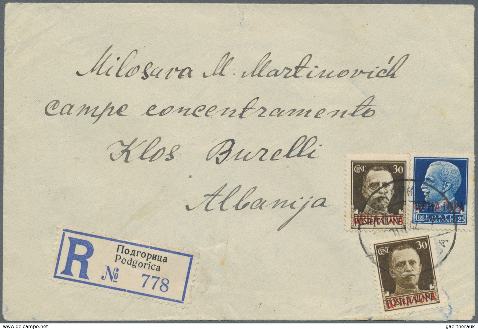 Italienische Besetzung 1941/43 - Montenegro: 1942. Registered Letter Addressed To Italian Run Concen - Montenegro