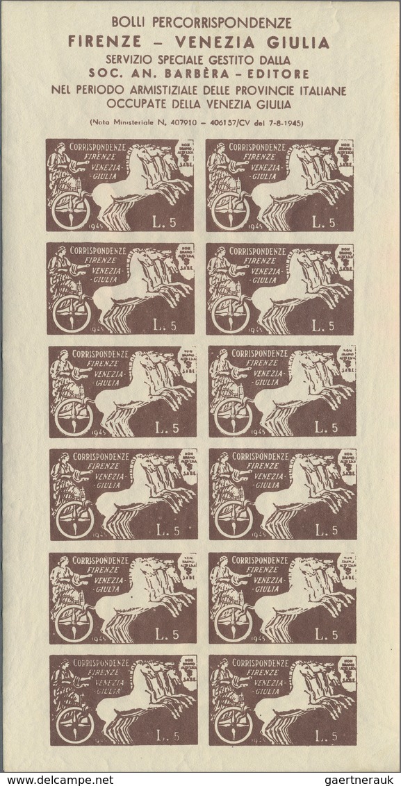 Italien - Lokalausgaben 1944/45 - Coralit (Privatpost): 1945, S.A.B.E., 5l. Brown, Mini Sheet Of Twe - Autres & Non Classés
