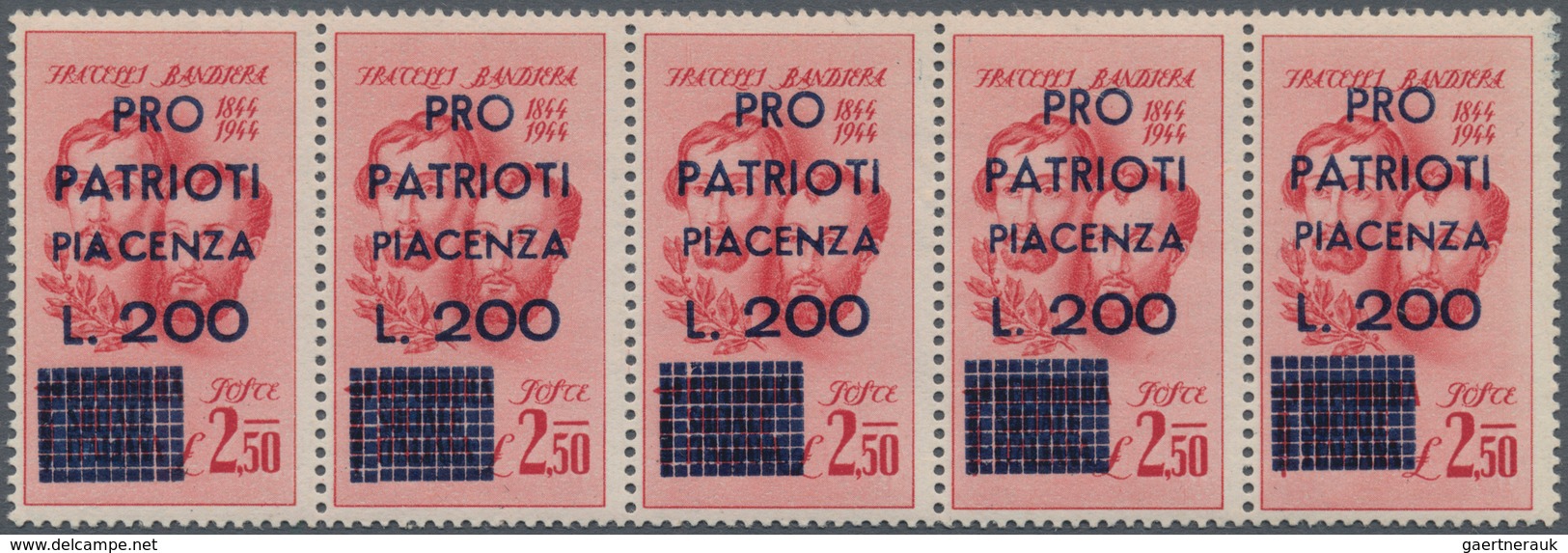 Italien - Lokalausgaben 1944/45 - Piacenza: 1945, "Monumenti Distrutti" With Surcharge "Pro Patrioti - Sonstige & Ohne Zuordnung