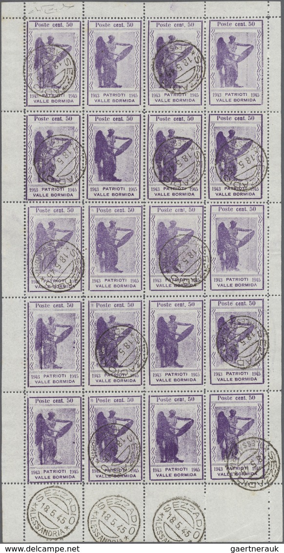 Italien - Lokalausgaben 1944/45 - Valle Bormida: 1945, 50c. Violet, Complete (folded) Sheet Of 20 St - National Liberation Committee (CLN)