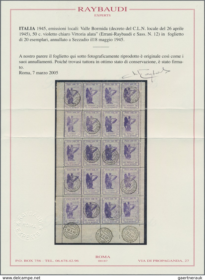 Italien - Lokalausgaben 1944/45 - Valle Bormida: 1945, 50 C Violet "Patrioti - Valle Bormida", Block - Comité De Libération Nationale (CLN)
