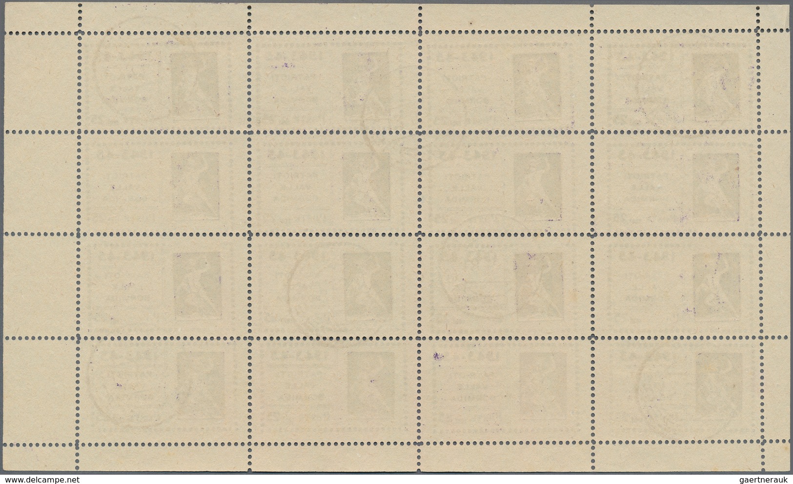 Italien - Lokalausgaben 1944/45 - Valle Bormida: 1945, 20c. Violet, Complete (folded) Sheet Of 16 St - Comité De Libération Nationale (CLN)