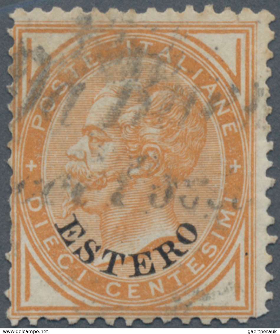 Italienische Post Im Ausland - Allgemeine Ausgabe: 1874, 10c. Ocre Oblit. By Curved Straight Line "D - Other & Unclassified