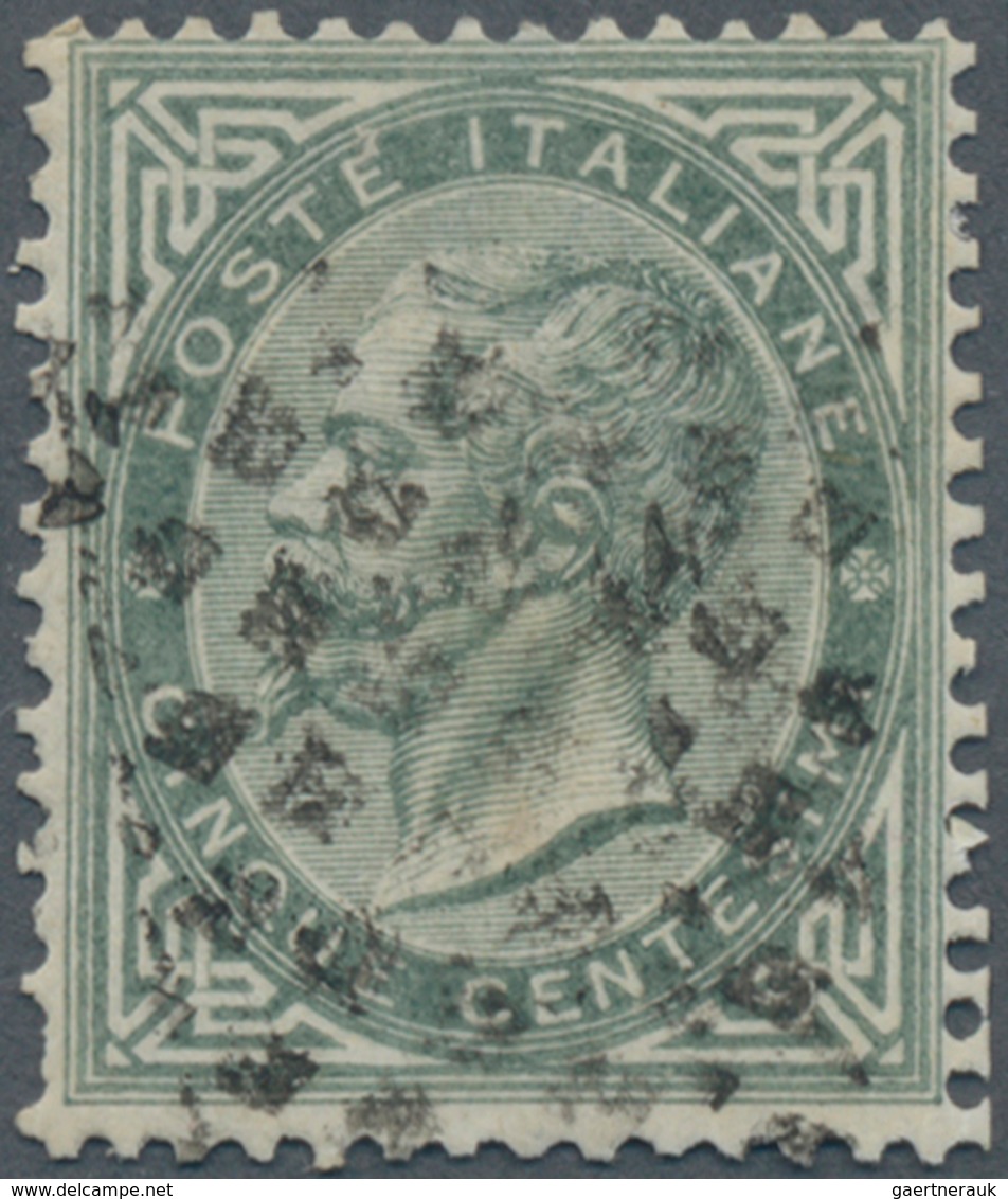 Italienische Post Im Ausland - Allgemeine Ausgabe: 1874, 5c. Greenish Grey Oblit. By Black Dotted Rh - Other & Unclassified