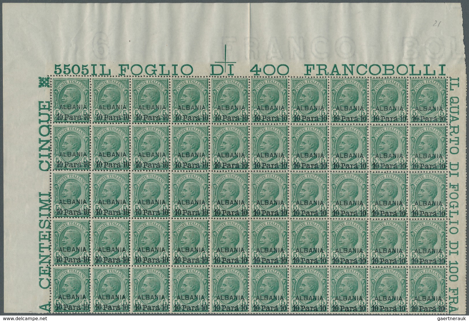 Italienische Post In Albanien: 1907, Victor Emanuel III. 5c. Green With Opt. ‚ALBANIA / 10 Para 10‘ - Albanie